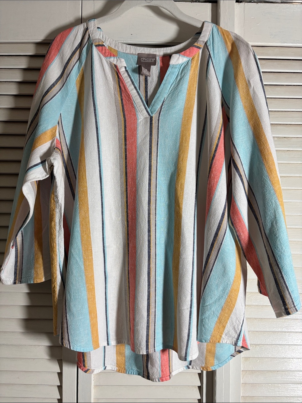 Chico's Striped V-Neck Tunic